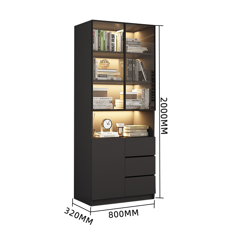 木製キャビネット 本棚 キャビネット 収納棚 リビング用 大容量収納 強化ガラス 洗練 LEDライト カスタマイズ可能 BGCWG-N009