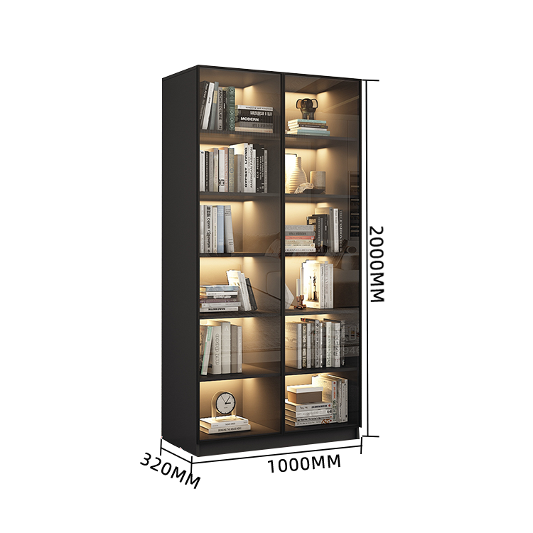 木製キャビネット 本棚 キャビネット 収納棚 リビング用 大容量収納 強化ガラス 洗練 LEDライト カスタマイズ可能 BGCWG-N009