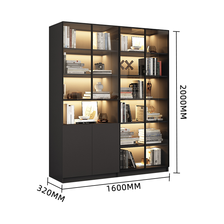 木製キャビネット 本棚 キャビネット 収納棚 リビング用 大容量収納 強化ガラス 洗練 LEDライト カスタマイズ可能 BGCWG-N009