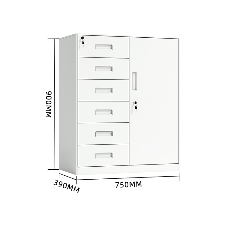 スチール製キャビネット 収納キャビネット 引き出し 大容量収納 鍵付き 可動板棚 おしゃれ ホワイト カスタマイズ可能 BGCWG-N012