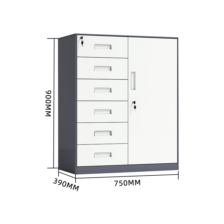 スチール製キャビネット 収納キャビネット 引き出し 大容量収納 鍵付き 可動板棚 おしゃれ ホワイト カスタマイズ可能 BGCWG-N012