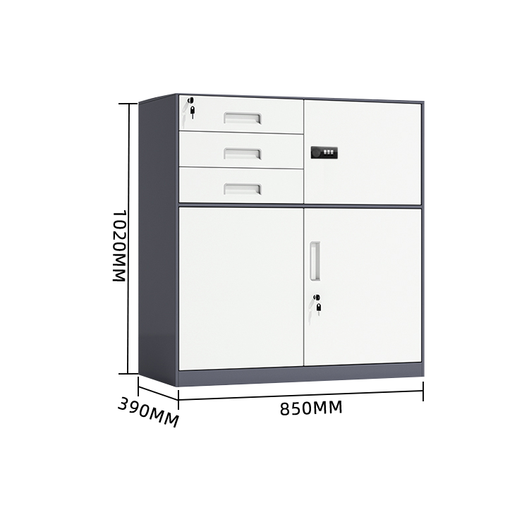 スチール製キャビネット 収納キャビネット 引き出し 大容量収納 鍵付き 可動板棚 おしゃれ ホワイト カスタマイズ可能 BGCWG-N012