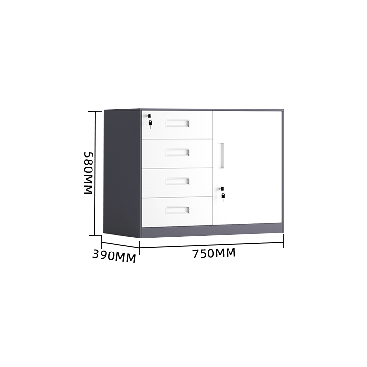 スチール製キャビネット 収納キャビネット 引き出し 大容量収納 鍵付き 可動板棚 おしゃれ ホワイト カスタマイズ可能 BGCWG-N012
