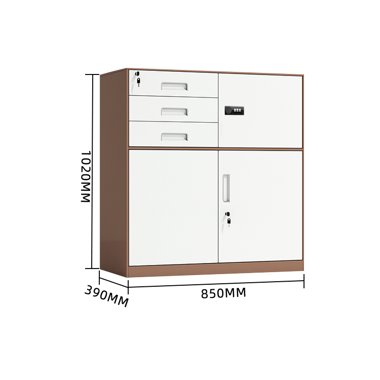 スチール製キャビネット 収納キャビネット 引き出し 大容量収納 鍵付き 可動板棚 おしゃれ ホワイト カスタマイズ可能 BGCWG-N012