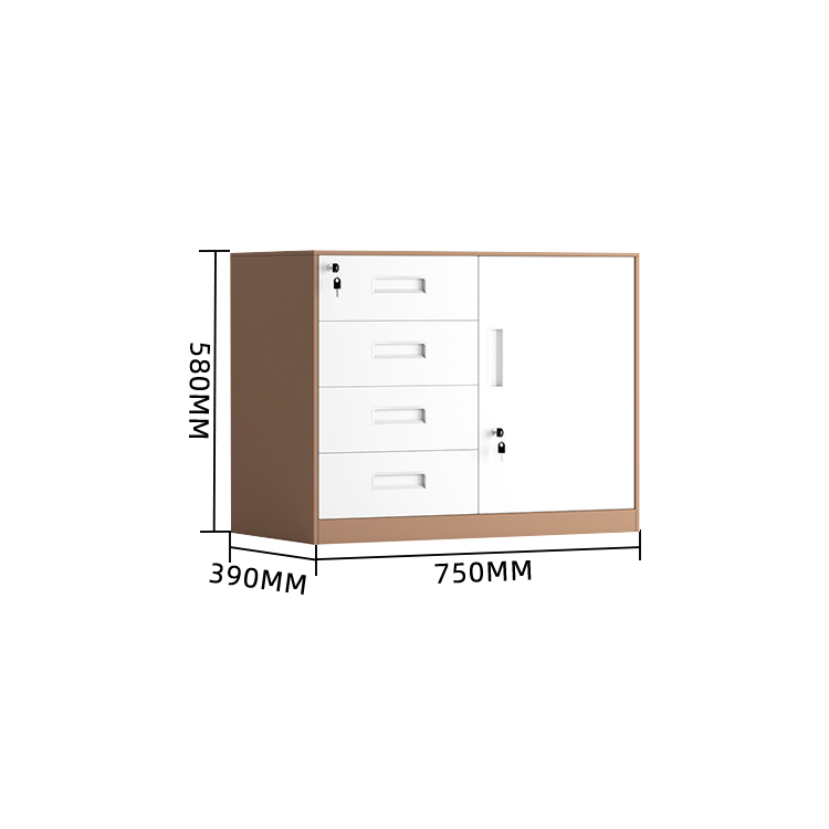 スチール製キャビネット 収納キャビネット 引き出し 大容量収納 鍵付き 可動板棚 おしゃれ ホワイト カスタマイズ可能 BGCWG-N012