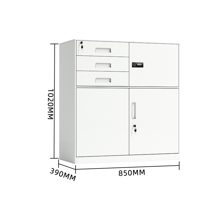 スチール製キャビネット 収納キャビネット 引き出し 大容量収納 鍵付き 可動板棚 おしゃれ ホワイト カスタマイズ可能 BGCWG-N012