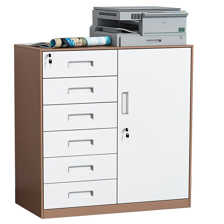 スチール製キャビネット 収納キャビネット 引き出し 大容量収納 鍵付き 可動板棚 おしゃれ ホワイト カスタマイズ可能 BGCWG-N012