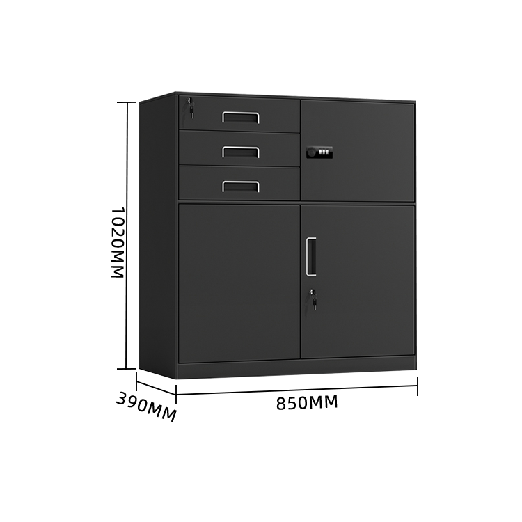 スチール製キャビネット 収納キャビネット 引き出し 大容量収納 鍵付き 可動板棚 おしゃれ ホワイト カスタマイズ可能 BGCWG-N012