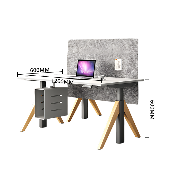 ワークデスク オフィスデスク 作業机 昇降可能デスク 作業用 役員用 広い天板 PC収納スペース付き 仕切りパネル付き 厚手の天板 便利操作 丈夫 機能性 モダン シンプル ホワイト カスタマイズ可能 YGZ-YDD-N015