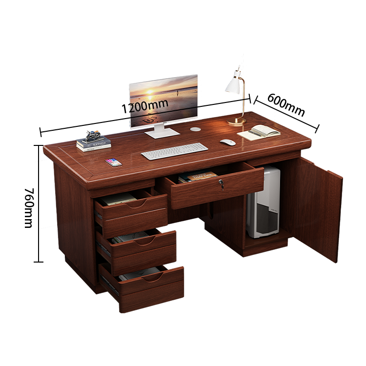 オフィステーブル 大容量収納 パソコンデスク 事務机 PCデスク 配線穴 幕板付き 組立必要 多色選択可能 YGZ-N084