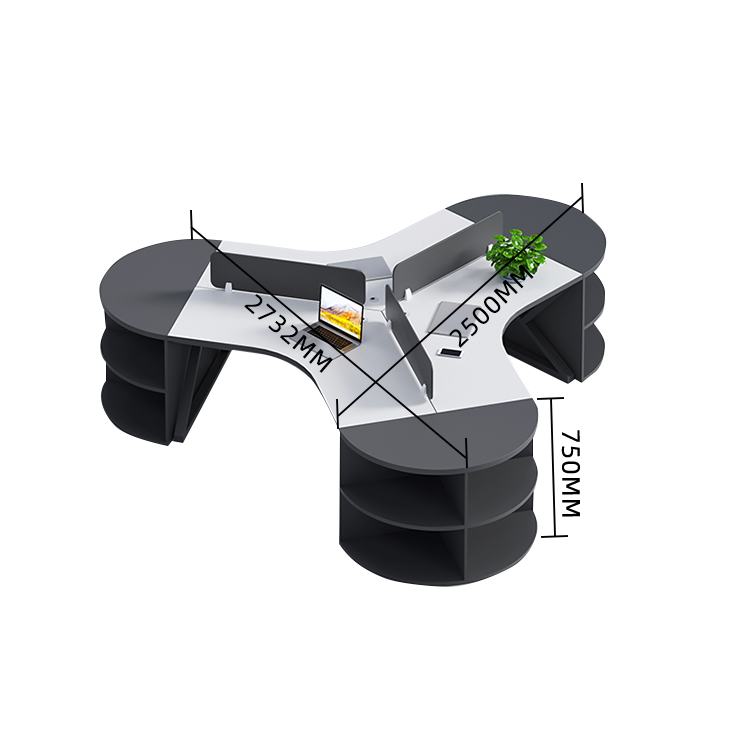 オフィスデスク 変形デスク 事務机 サイド収納棚 仕切りパネル カーブ型 シンプル 快適 ウォールナット カスタマイズ可能 YGZ-N029