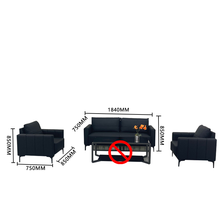 応接セット オフィスソファー 受付ソファー 1人掛け 3人掛け 応接用 休憩室 無垢材フレーム 通気性 洗練 ブラック JDSF-N003