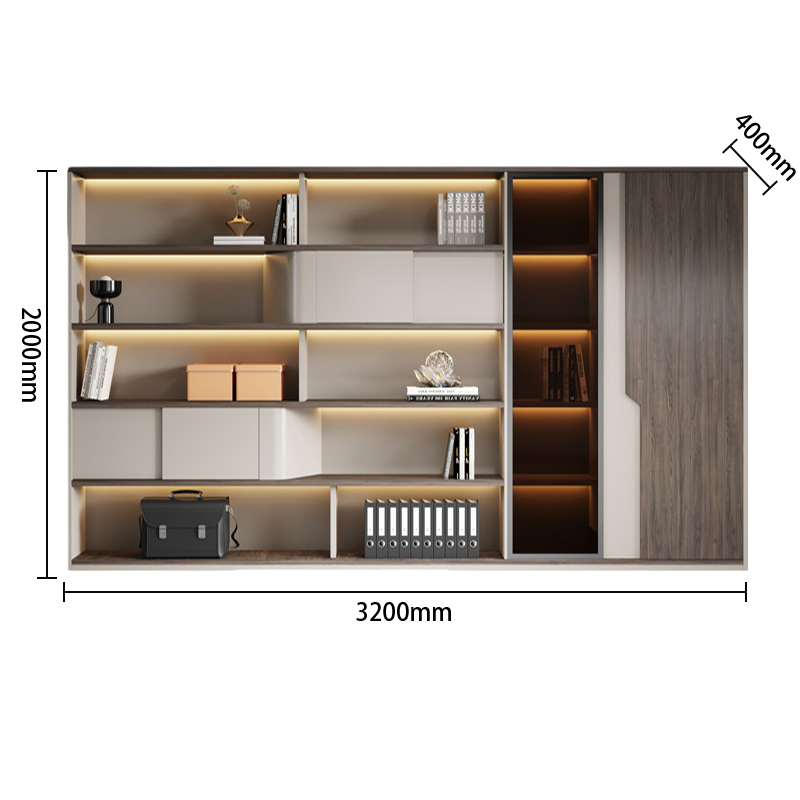 役員用家具 木製キャビネット 役員用書庫 ファイル収納 大容量収納 引き戸 ガラス扉 ウォールナット カスタマイズ可能 BGCWG-N075