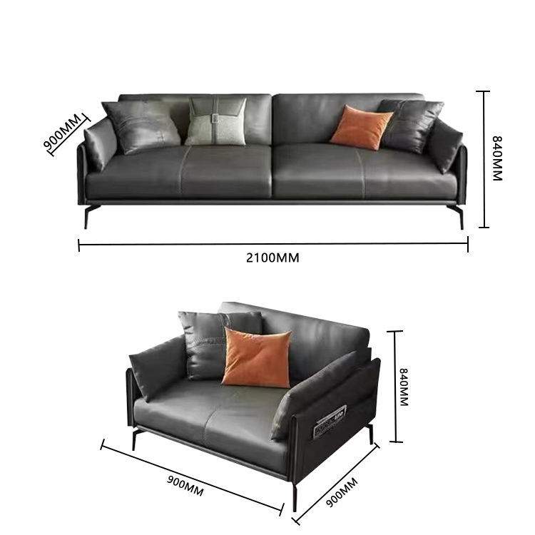 応接セット オフィスソファー 受付ソファー オットマン 1人掛け 3人掛け 無垢材 炭素鋼脚 グレー カスタマイズ可能 JDSF-N004