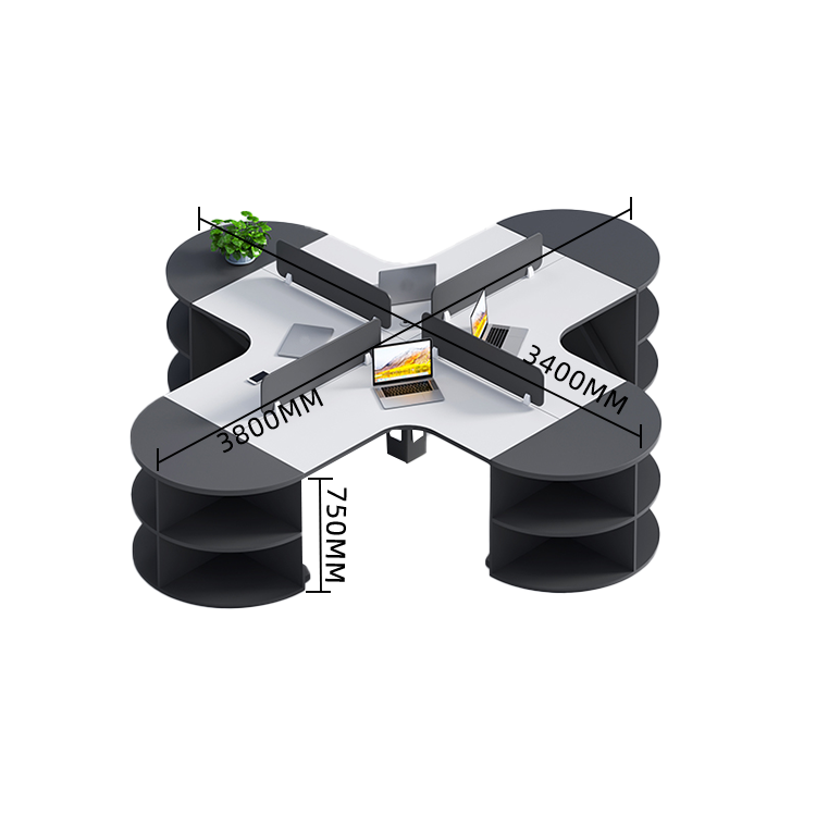 オフィスデスク 変形デスク 事務机 サイド収納棚 仕切りパネル カーブ型 シンプル 快適 ウォールナット カスタマイズ可能 YGZ-N029