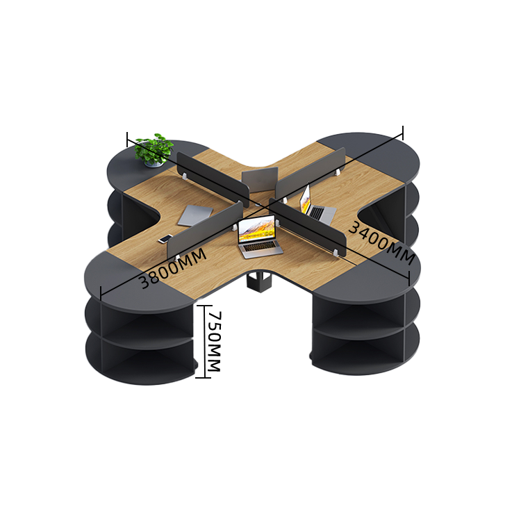 オフィスデスク 変形デスク 事務机 サイド収納棚 仕切りパネル カーブ型 シンプル 快適 ウォールナット カスタマイズ可能 YGZ-N029