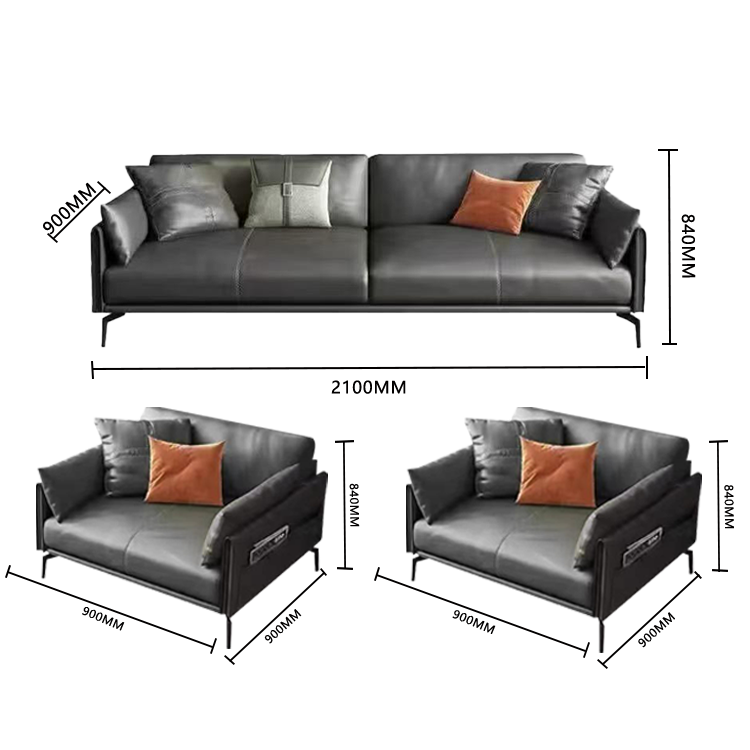 応接セット オフィスソファー 受付ソファー オットマン 1人掛け 3人掛け 無垢材 炭素鋼脚 グレー カスタマイズ可能 JDSF-N004