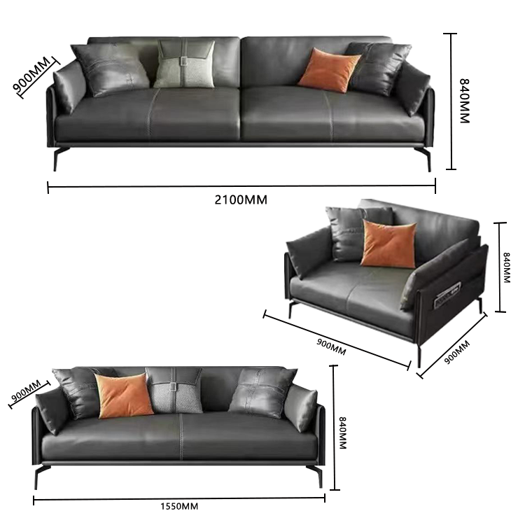 応接セット オフィスソファー 受付ソファー オットマン 1人掛け 3人掛け 無垢材 炭素鋼脚 グレー カスタマイズ可能 JDSF-N004