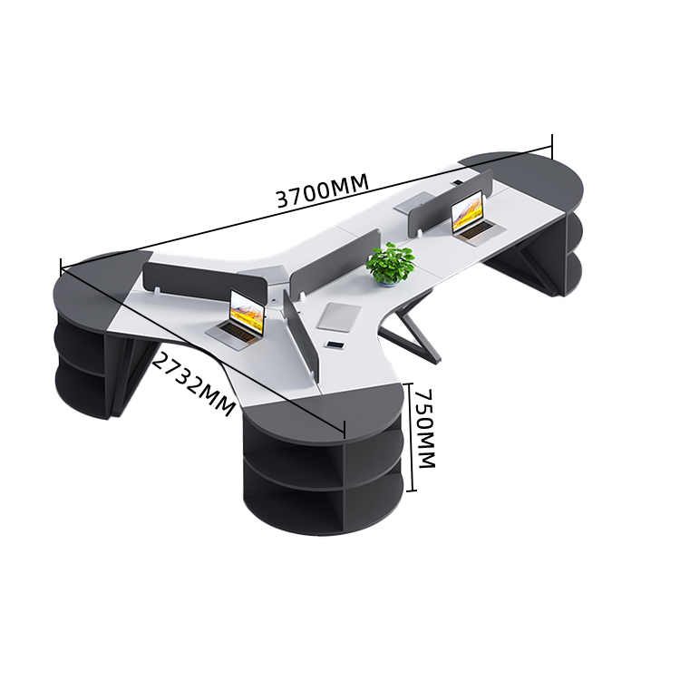 オフィスデスク 変形デスク 事務机 サイド収納棚 仕切りパネル カーブ型 シンプル 快適 ウォールナット カスタマイズ可能 YGZ-N029