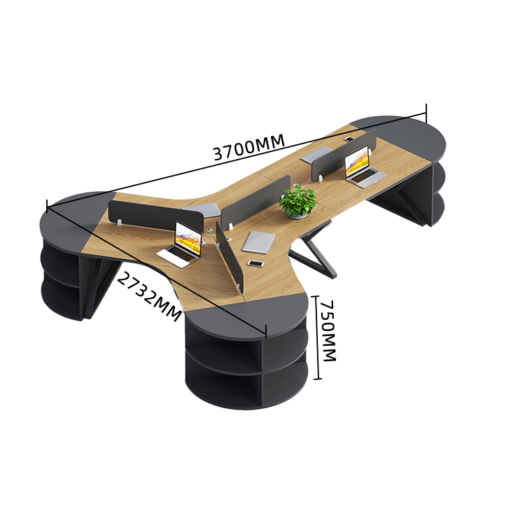 オフィスデスク 変形デスク 事務机 サイド収納棚 仕切りパネル カーブ型 シンプル 快適 ウォールナット カスタマイズ可能 YGZ-N029