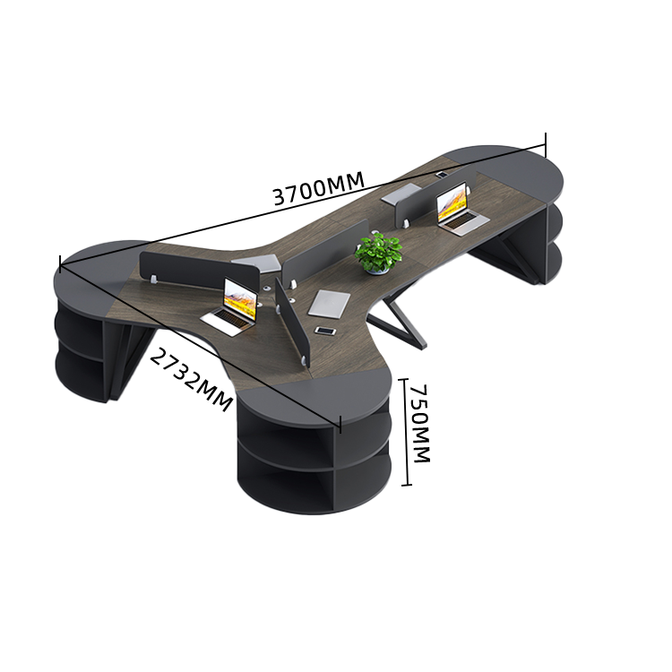 オフィスデスク 変形デスク 事務机 サイド収納棚 仕切りパネル カーブ型 シンプル 快適 ウォールナット カスタマイズ可能 YGZ-N029