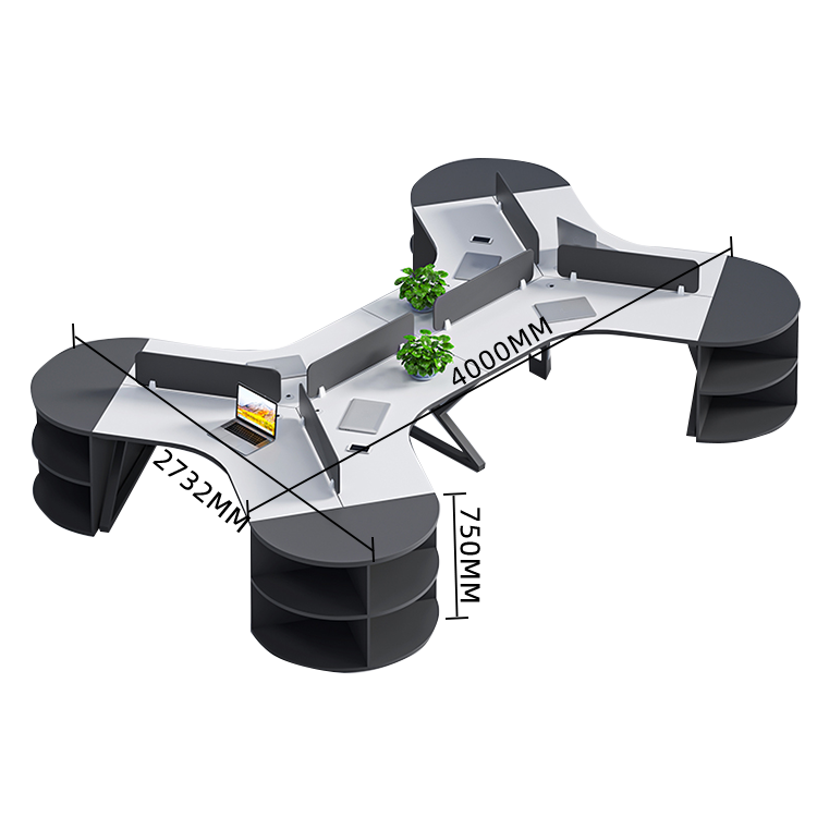 オフィスデスク 変形デスク 事務机 サイド収納棚 仕切りパネル カーブ型 シンプル 快適 ウォールナット カスタマイズ可能 YGZ-N029