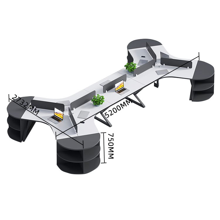 オフィスデスク 変形デスク 事務机 サイド収納棚 仕切りパネル カーブ型 シンプル 快適 ウォールナット カスタマイズ可能 YGZ-N029