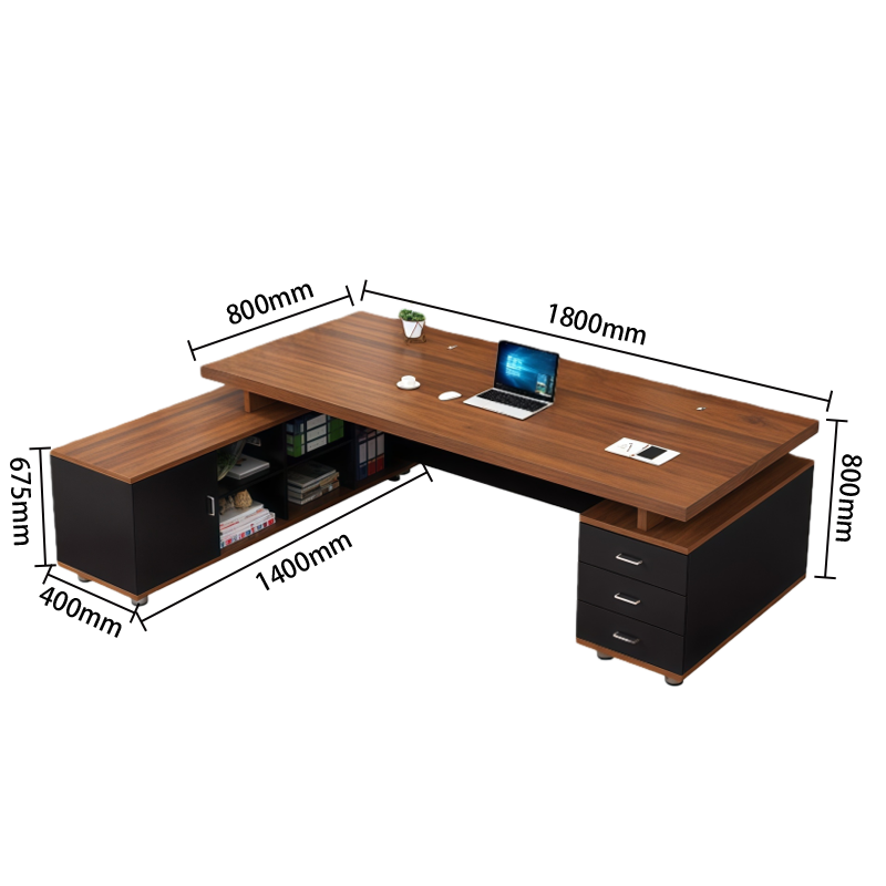 オフィスデスク エグゼクティブデスク 社長机 ワークデスク 事務用 配線穴 大容量収納 木目調 幕板付き カスタマイズ可能 LBZ-N007