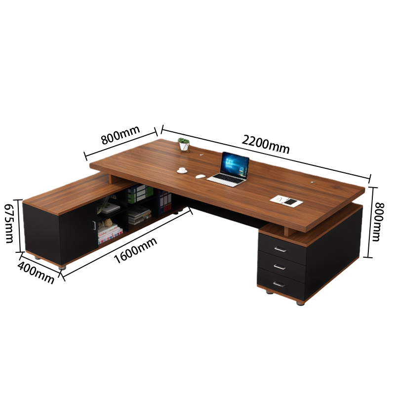 オフィスデスク エグゼクティブデスク 社長机 ワークデスク 事務用 配線穴 大容量収納 木目調 幕板付き カスタマイズ可能 LBZ-N007