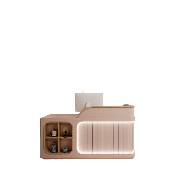 受付カウンター レジカウンター オフィスカウンター 美容院 店舗用 大容量収納 モダン ベージュ カスタマイズ可能 JDQT-N046