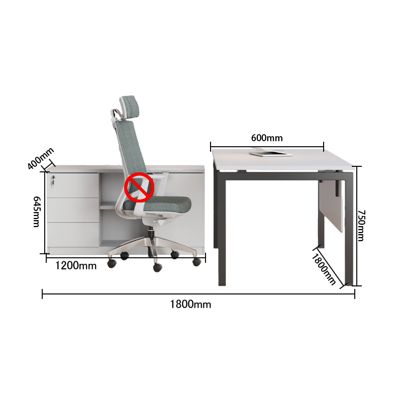 エグゼクティブデスク 作業テーブル L型デスク 幕板付き サイドキャビネット シンプル ホワイト カスタマイズ可能 LBZ-YDD-N014