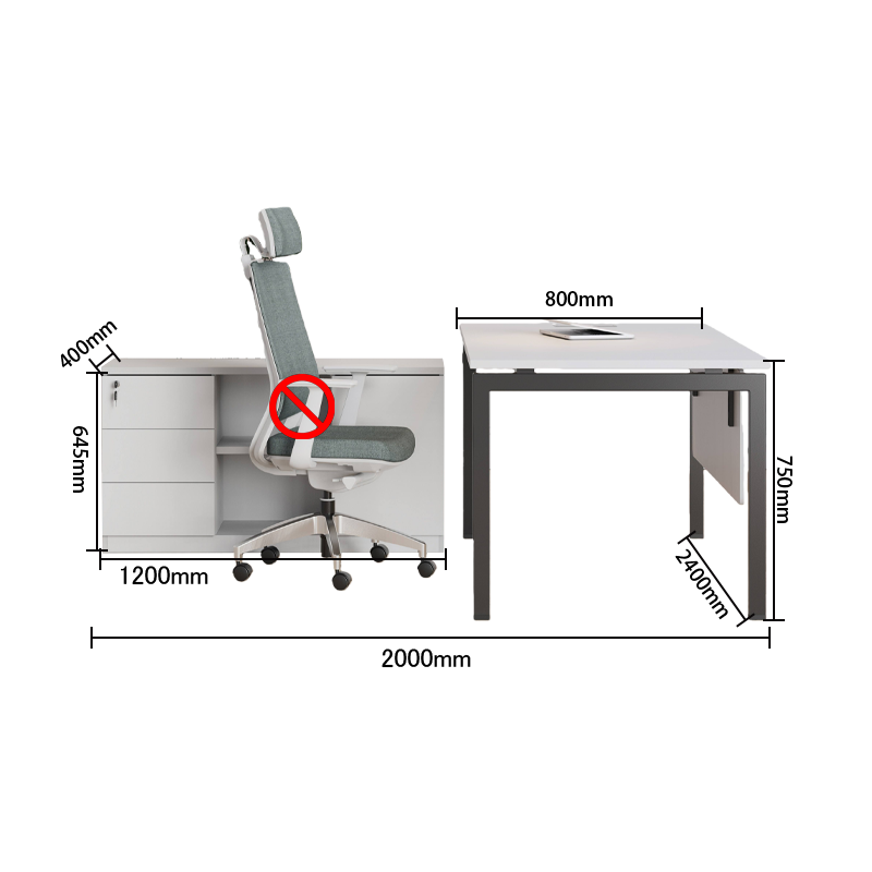 エグゼクティブデスク 作業テーブル L型デスク 幕板付き サイドキャビネット シンプル ホワイト カスタマイズ可能 LBZ-YDD-N014