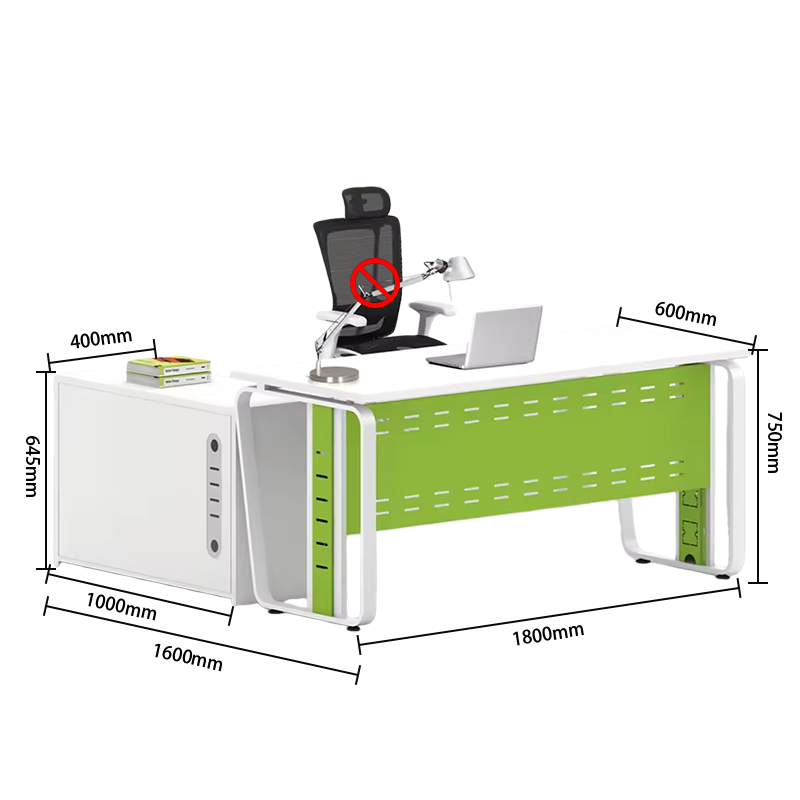 エグゼクティブデスク 作業テーブル パソコンデスク 幕板 サイドキャビネット おしゃれ ホワイト カスタマイズ可能 LBZ-YDD-N013