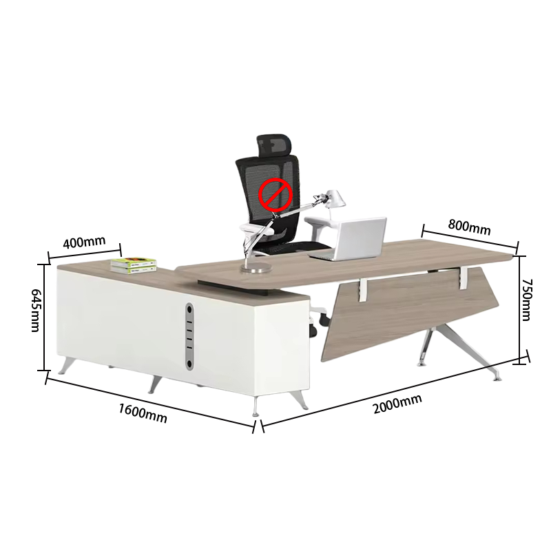 エグゼクティブデスク 社長机 L型デスク 社長室 幕板付き PC用排気口 シンプル ホワイト カスタマイズ可能 LBZ-YDD-N011