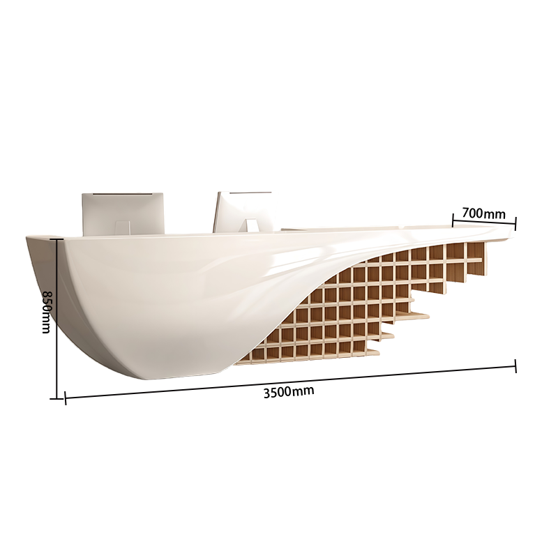 受付カウンター エントランス受付 美容室 エコボード 店舗 焼付塗装 引き出し 大型 ホワイト カスタマイズ可能 JDQT-N058