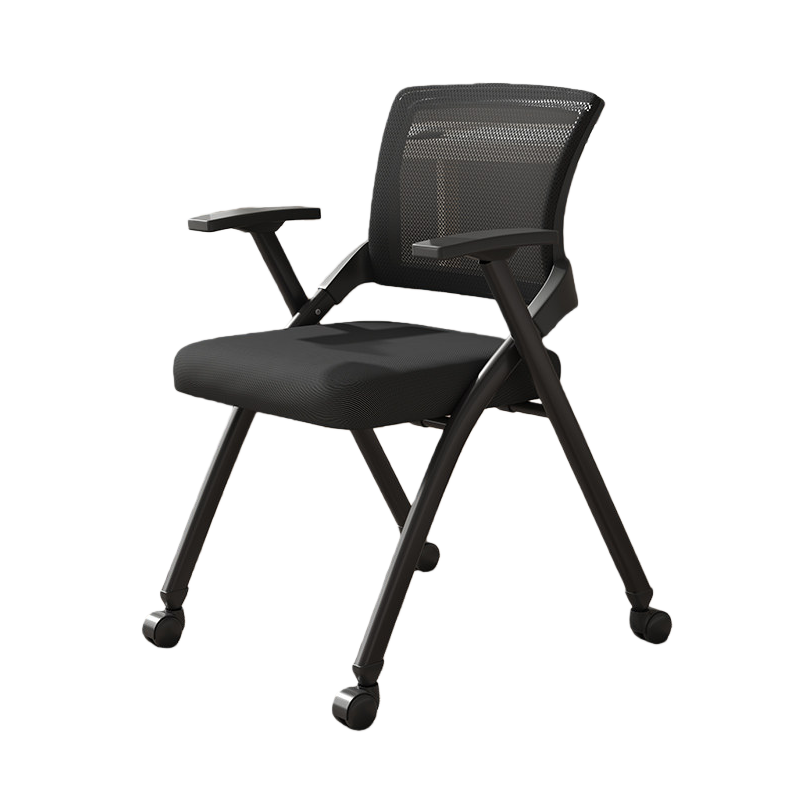 デスクチェア オフィス用 事務用 会議用 アームレスト 折り畳み機能 キャスター付き 静音 おしゃれ ブラック BGY-N073