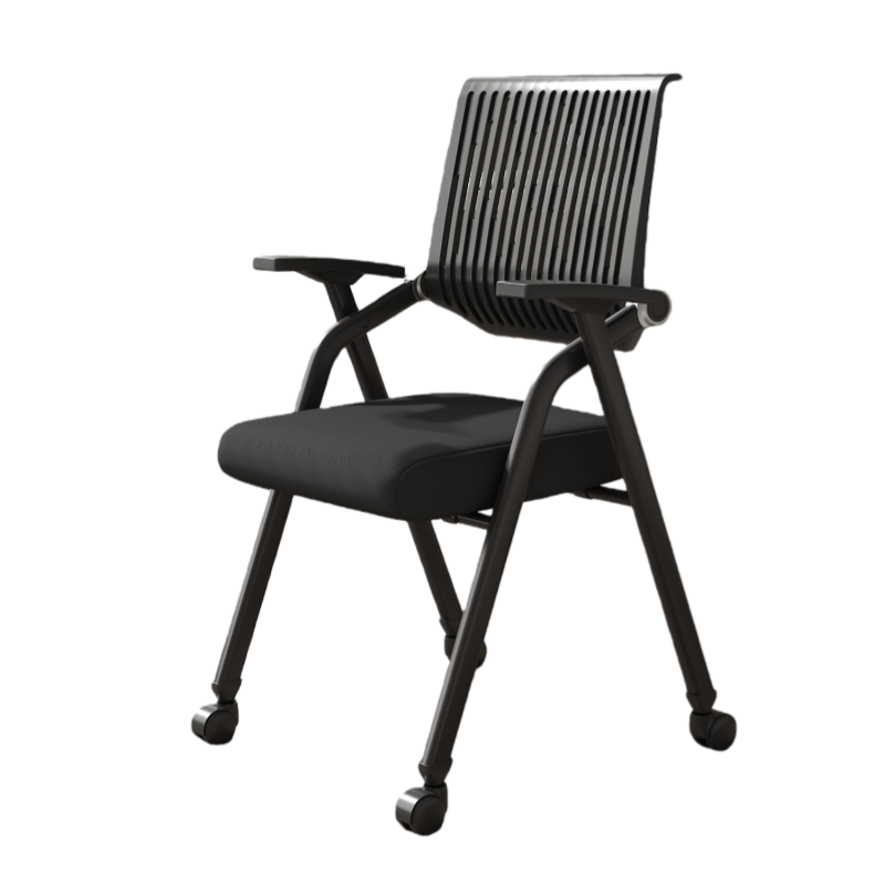 デスクチェア オフィス用 事務用 会議用 アームレスト 折り畳み機能 キャスター付き 静音 おしゃれ ブラック BGY-N073