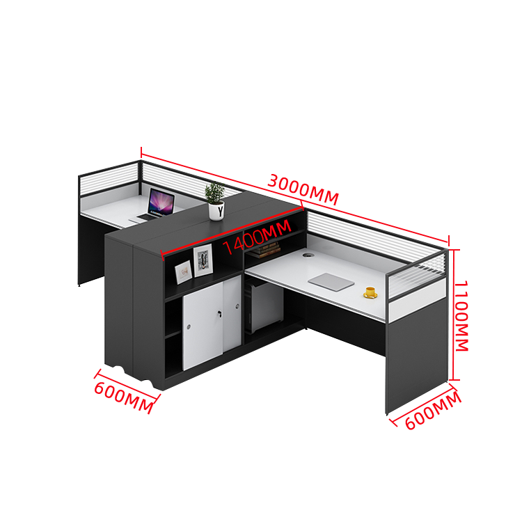 オフィスデスク 事務机 ワークデスク 収納棚 配線穴 大容量収納 厚手 高品質 シンプル 快適 グレー カスタマイズ可能 YGZ-N014
