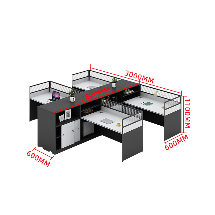 オフィスデスク 事務机 ワークデスク 収納棚 配線穴 大容量収納 厚手 高品質 シンプル 快適 グレー カスタマイズ可能 YGZ-N014