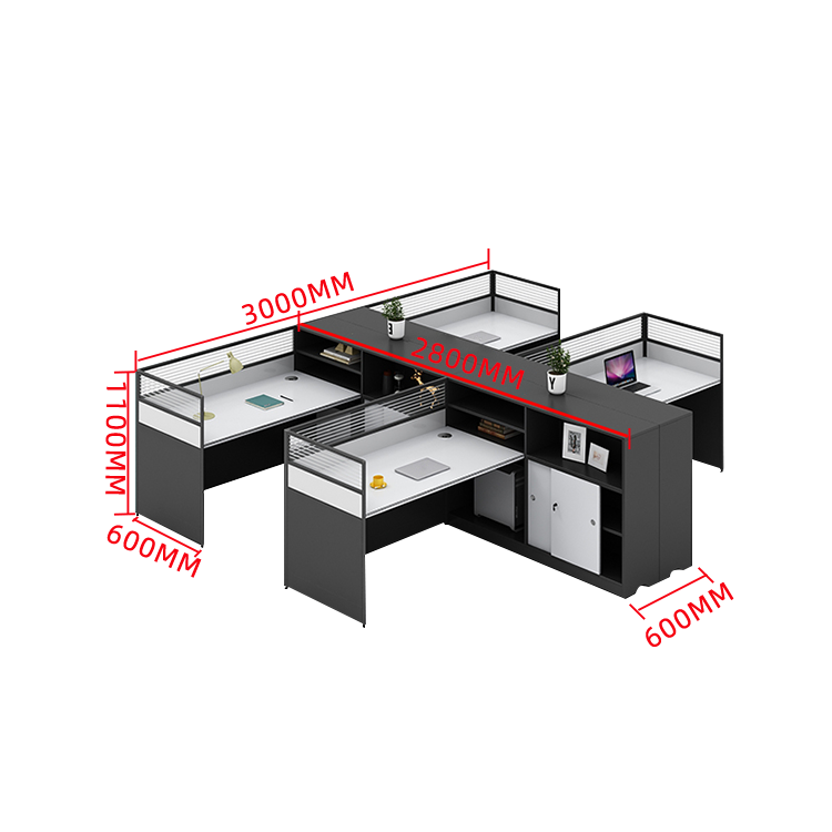 オフィスデスク 事務机 ワークデスク 収納棚 配線穴 大容量収納 厚手 高品質 シンプル 快適 グレー カスタマイズ可能 YGZ-N014