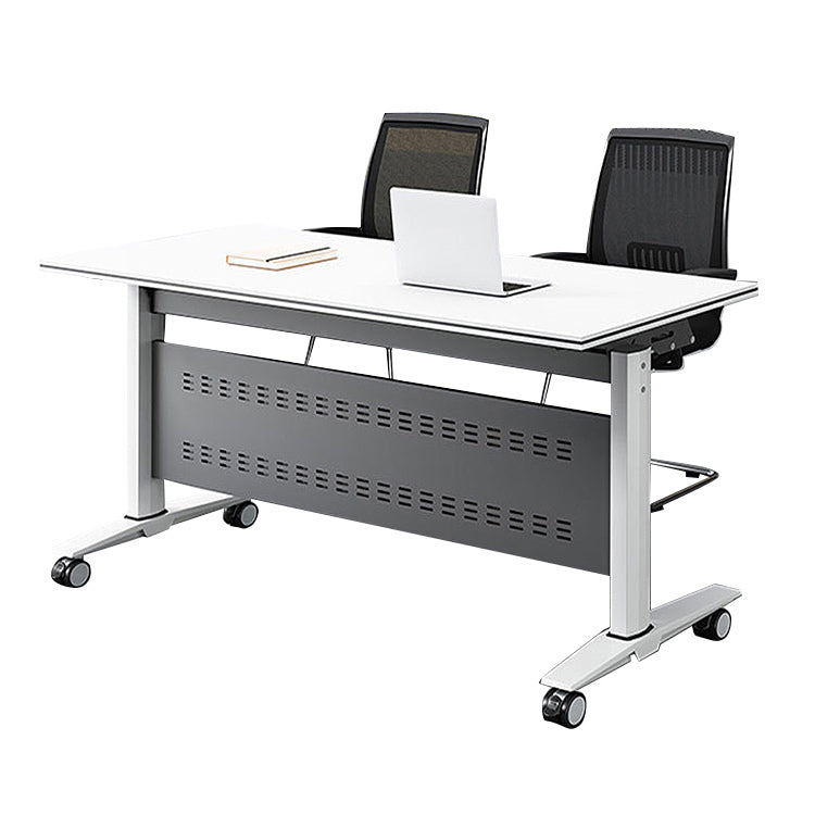 オフィスデスク 折りたたみデスク 研修デスク アルミ中棚 ブレーキ式キャスター シンプル ホワイト カスタマイズ可能 HYZ-N060