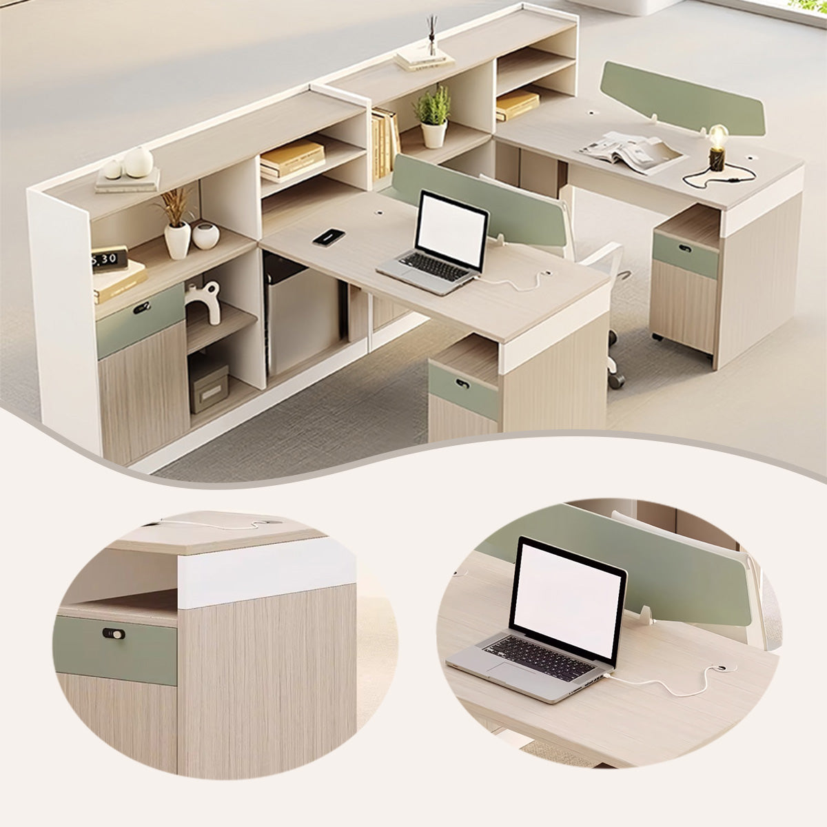 オフィスデスク 仕事用 丈夫 高品質 機能的 木目調 広い天板 サイドキャビネット 大容量 カスタマイズ可能 三桁ダイヤル錠 YGZ-N095