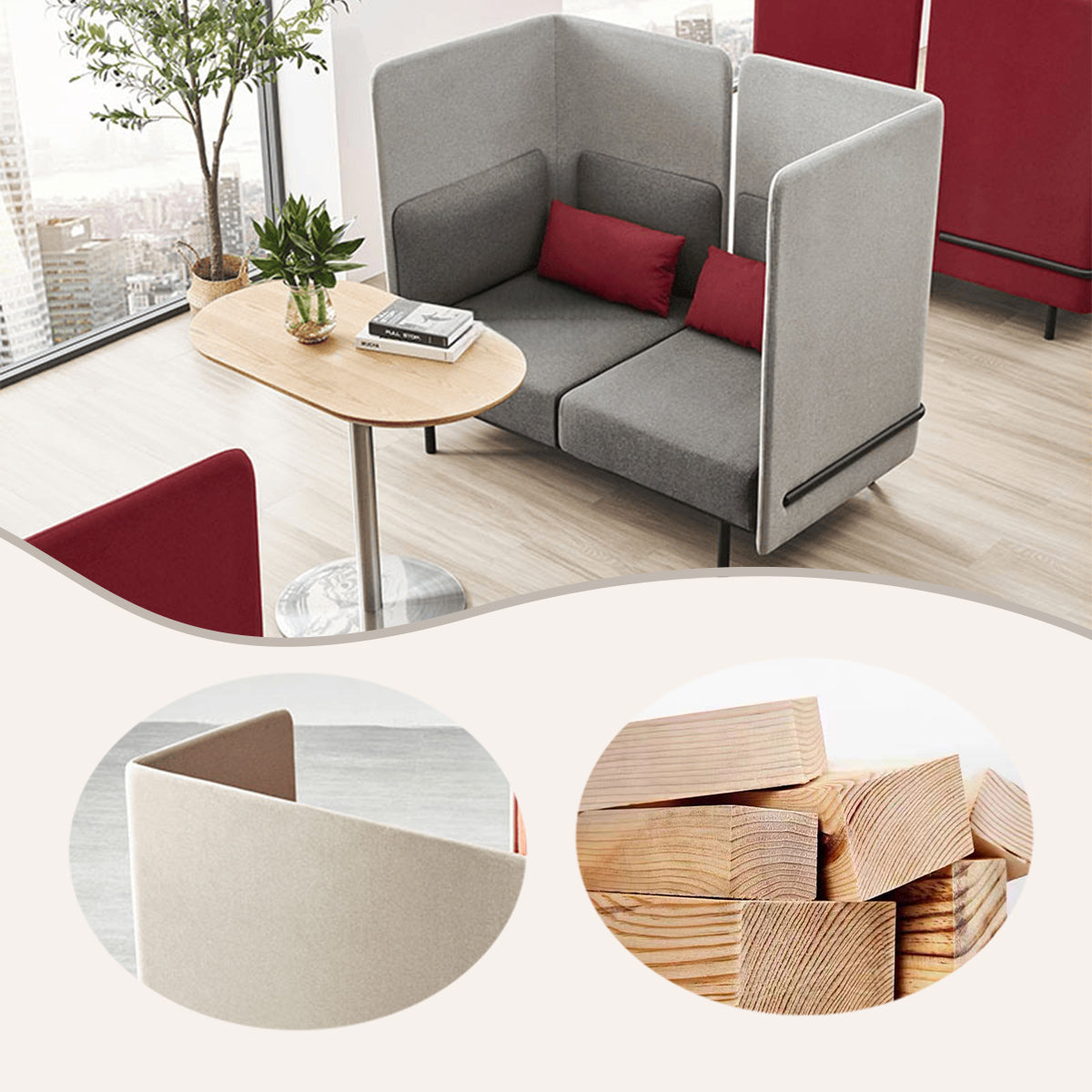 応接ソファ 応接セット ソファセット 無垢材フレーム 屏風付き ウレタンフォーム充填 応接室 役員室 組立必要 JDSF-N039