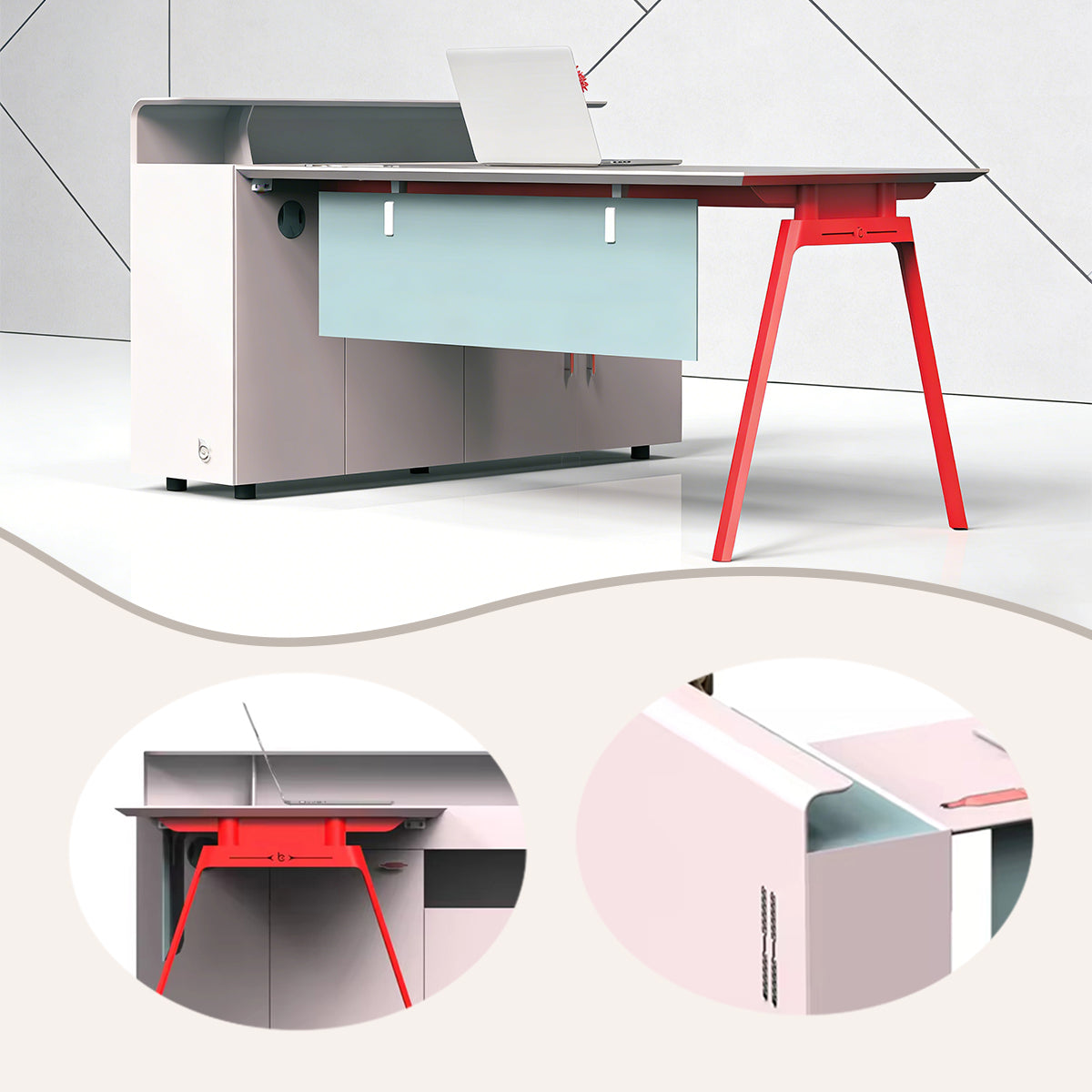 エグゼクティブデスク 執務デスク 社長机 パソコンデスク L字型 大容量収納 幕板 排気口 高級感 カスタマイズ可能 LBZ-BG-N003