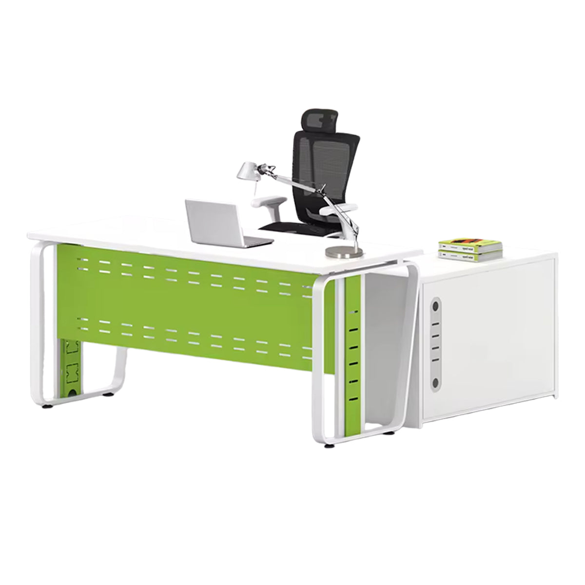 エグゼクティブデスク 作業テーブル パソコンデスク 幕板 サイドキャビネット おしゃれ ホワイト カスタマイズ可能 LBZ-YDD-N013