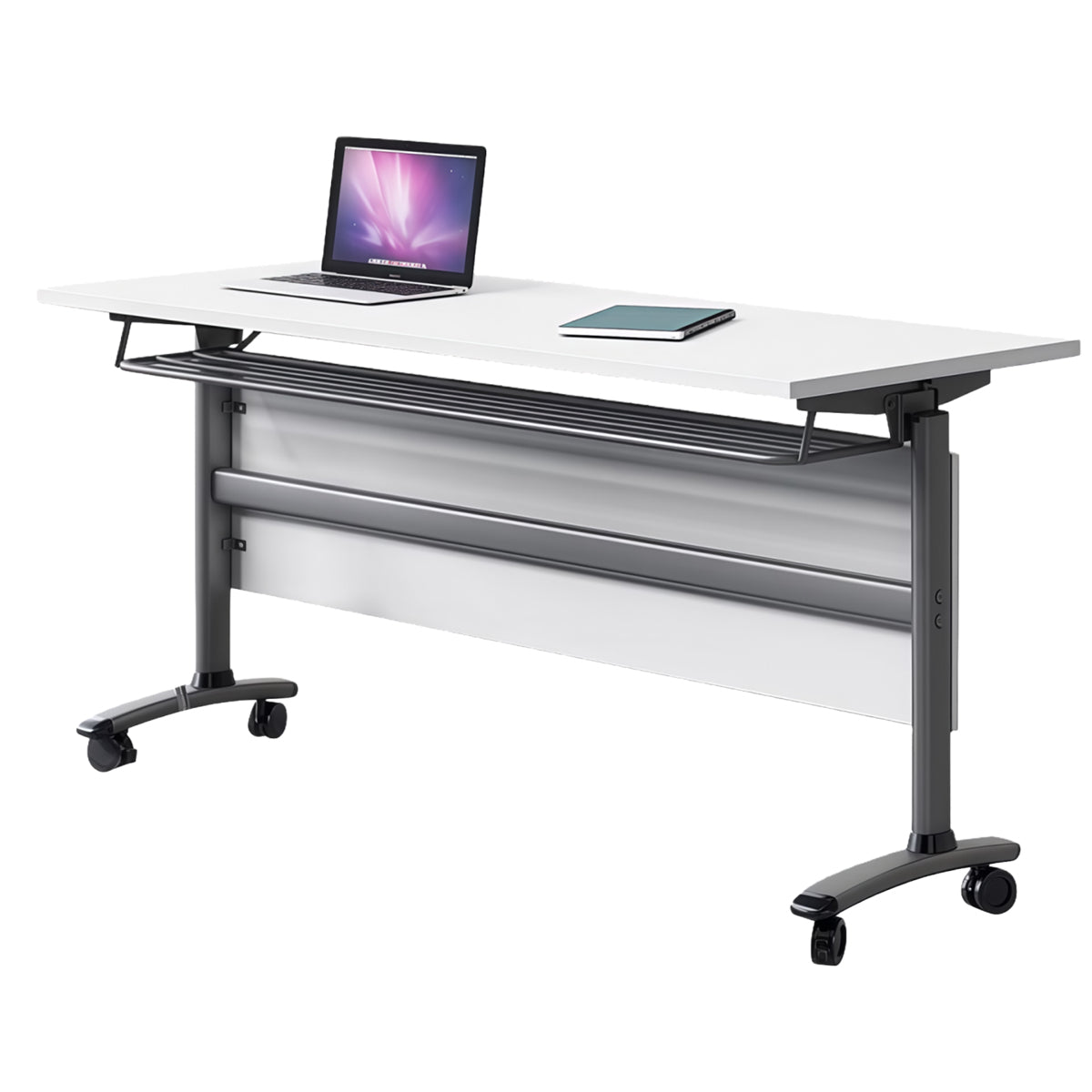 会議テーブル キャスター付き ミーティングテーブル 折り畳み式 オフィステーブル 組立必要 カスタマイズ可能 ホワイト HYZ-N069