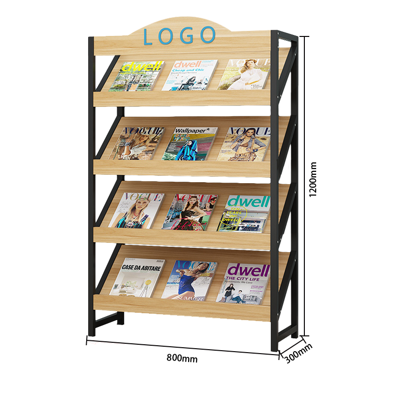 マガジンラック オフィス収納 収納ラック 雑誌ラック 図書館 店舗用 展覧会用 本棚 5段式 6段式 ライトウォールナット ZWJ-N001