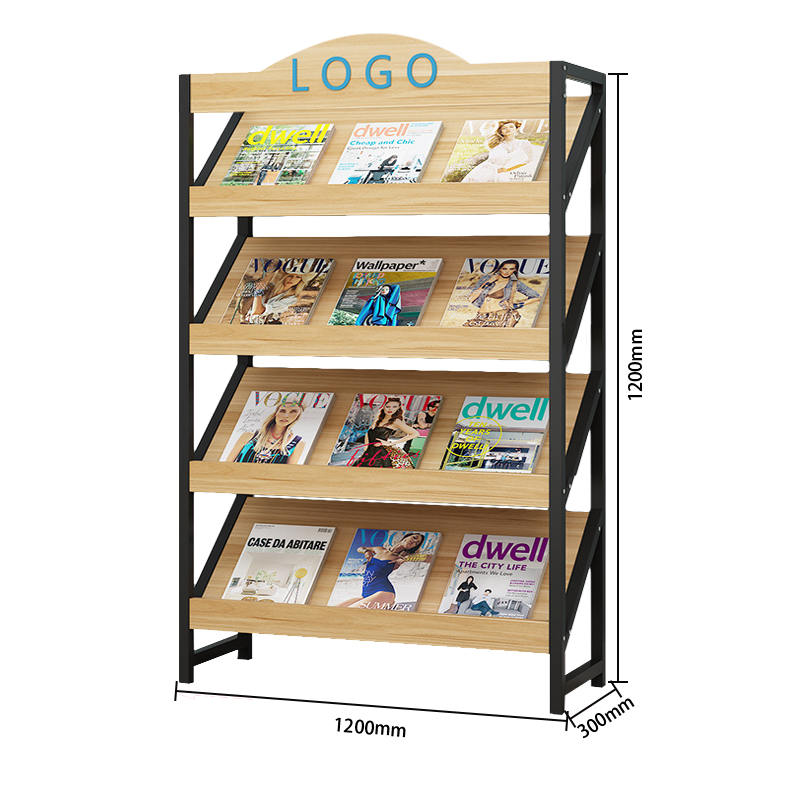 マガジンラック オフィス収納 収納ラック 雑誌ラック 図書館 店舗用 展覧会用 本棚 5段式 6段式 ライトウォールナット ZWJ-N001