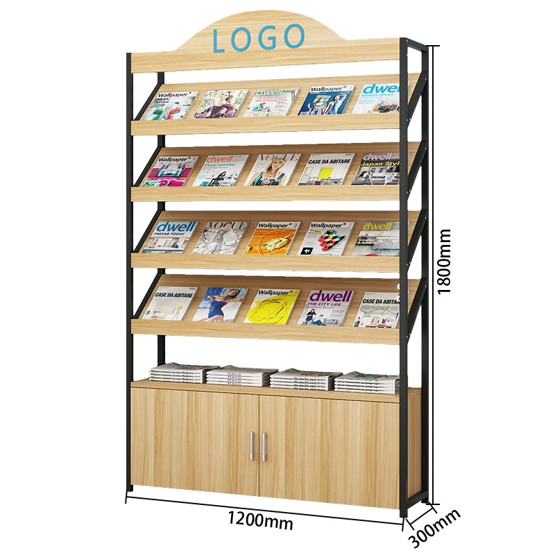 マガジンラック オフィス収納 収納ラック 雑誌ラック 図書館 店舗用 展覧会用 本棚 5段式 6段式 ライトウォールナット ZWJ-N001