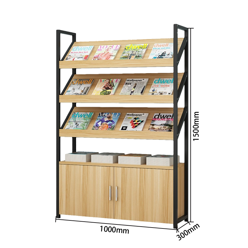 マガジンラック オフィス収納 収納ラック 雑誌ラック 図書館 店舗用 展覧会用 本棚 5段式 6段式 ライトウォールナット ZWJ-N001